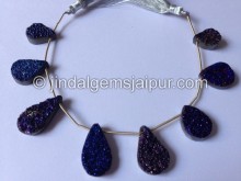 Tanzanite Blue Druzy Pear Shape Beads